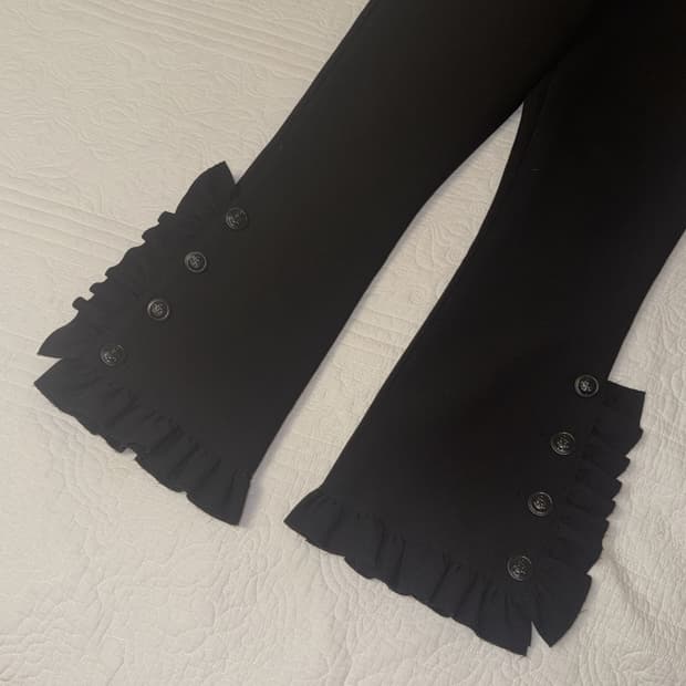 Msgm 러플 셔링 버튼 슬랙스 바지 블랙 이탈리아 55사이즈