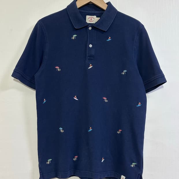 브룩스브라더스 자수 카라 티셔츠 L/네이비