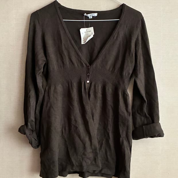 빈티지 글래시어 베이비돌 브라운 니트 가디건 핀터