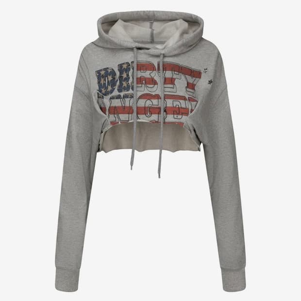 Glitter Flag Crop Hoodie