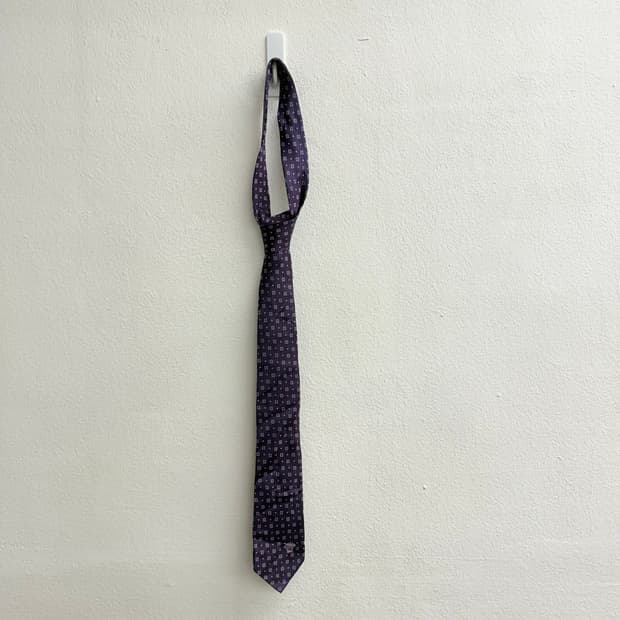 made italy 베르사체 퍼플 실크100 넥타이