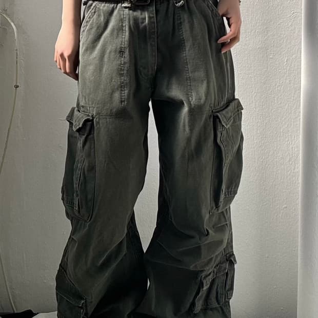 Vintage Khaki Multi Pocket Cargo Pants