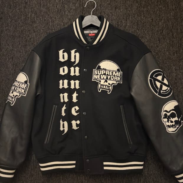 슈프림X바운티헌터 바시티자켓 블랙 S