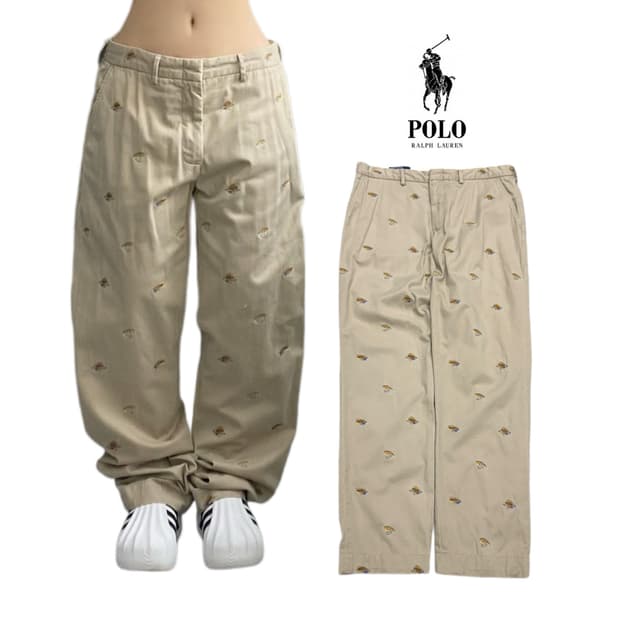 폴로 패턴 자수 치노팬츠