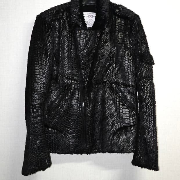 글램 펑크 블랙 스네이크 텍스처 자켓