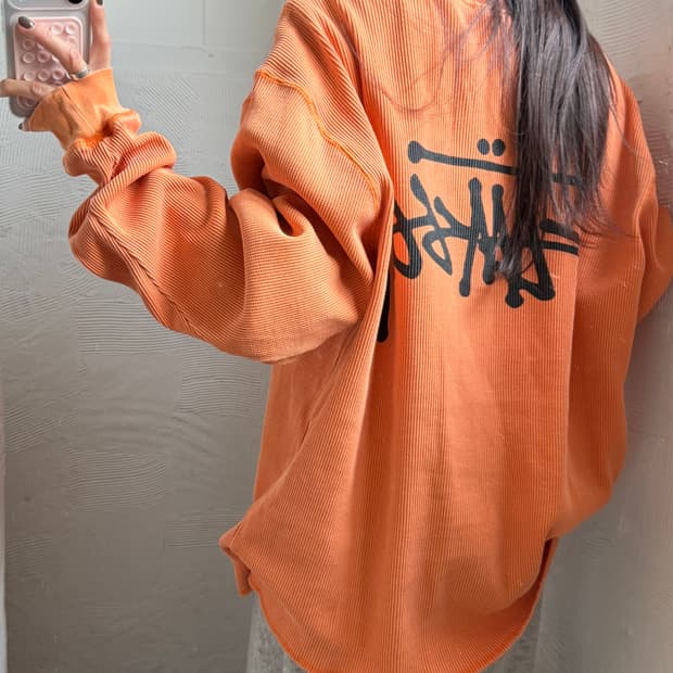 Stussy 스투시 오렌지컬러 와플 롱 슬리브