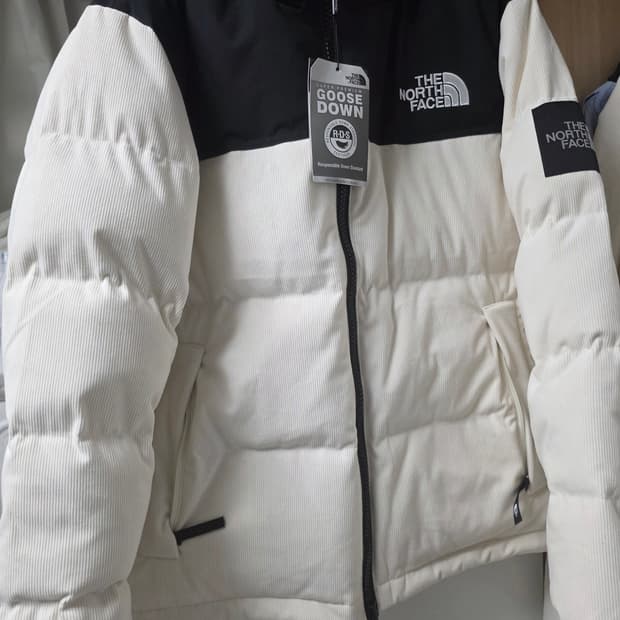 노스페이스 구스 화이트라벨 골덴 크림 눕시 패딩