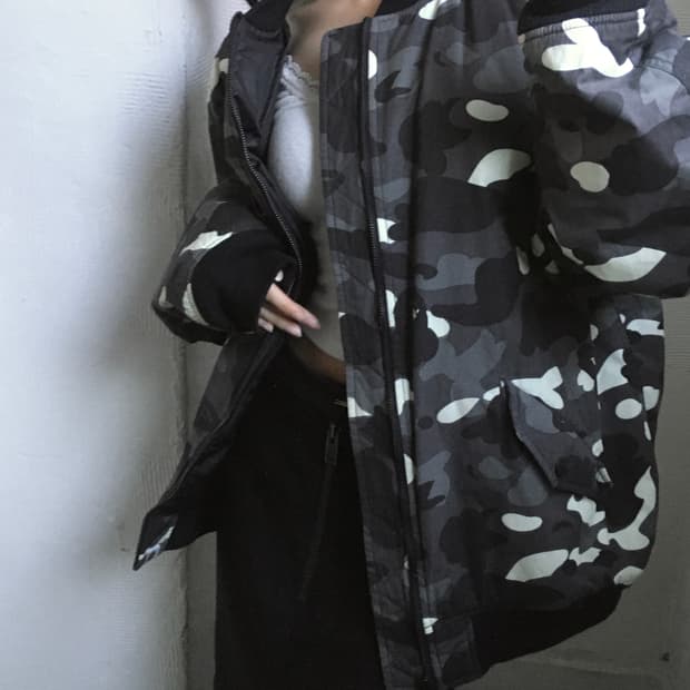 Bape 베이프 블랙 카모 봄버 자켓