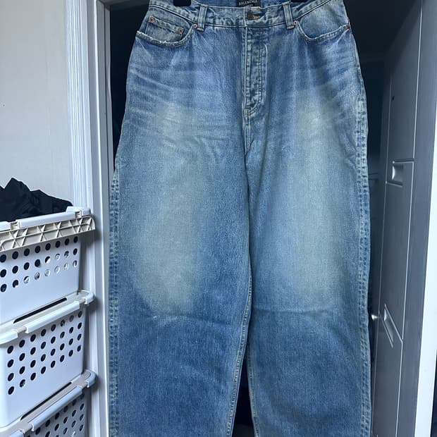 [S] 발렌시아가 코티드 라지배기 데님 팬츠