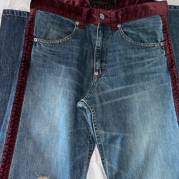 언더커버리즘 02aw 벨루어 스트라이프 데님