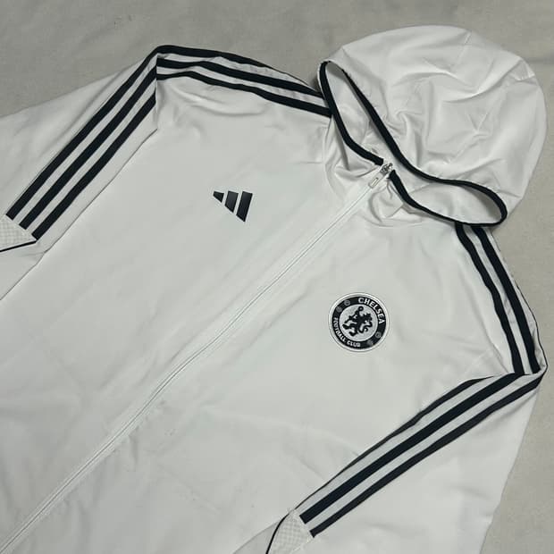XL 아디다스 첼시 화이트 후드 바람막이