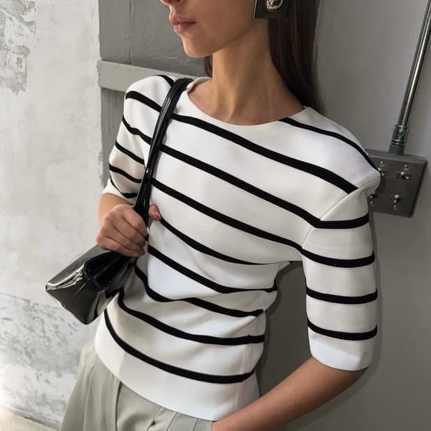 드래곤블루스 스트라이프 하프 풀오버