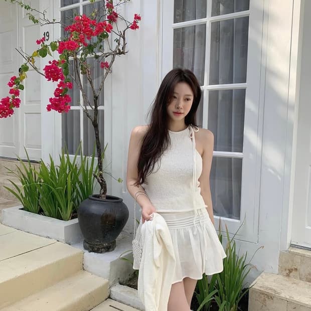 리즈 leeds 린넨 핀턱 리프 스커트 (아이보리, s)