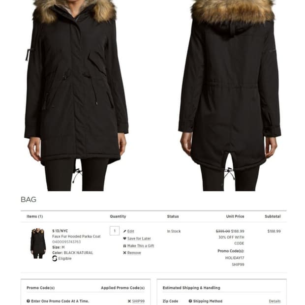 S13 NYC 파카코트 블랙패딩 여성 M
