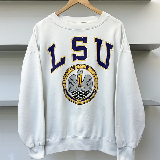 Galt Sand 90s USA LSU 컬리지 스웻셔츠