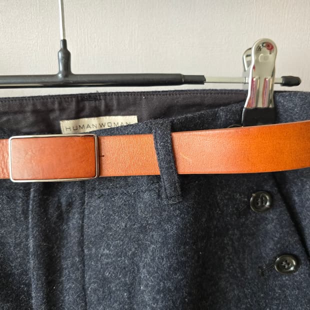 브라운 통 가죽 빈티지 벨트