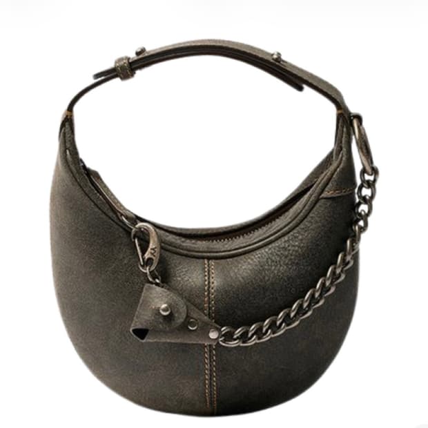 Open Yy Leather Moto Hobo Mini Bag