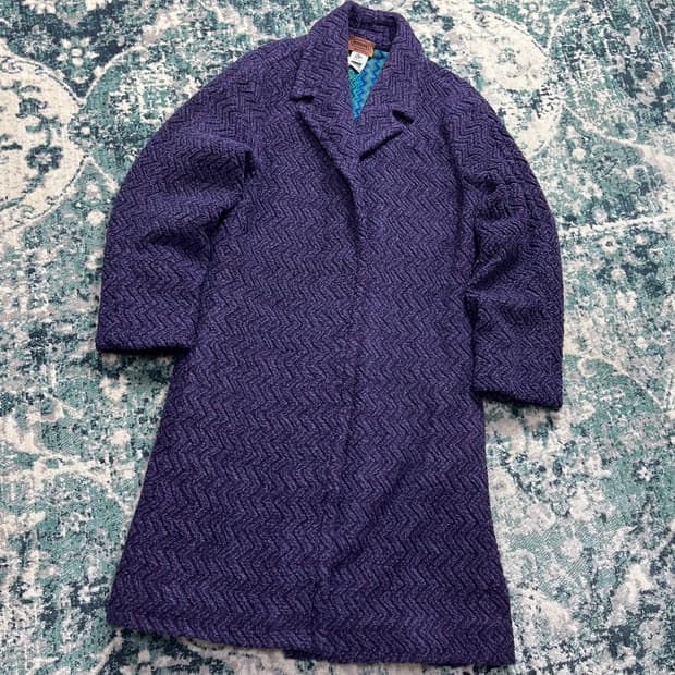 Missoni italy 미쏘니 퍼플 헤링본 롱 코트 (M)