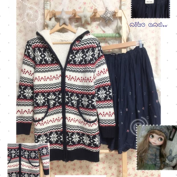 빈티지 노르딕 양털 후드집업