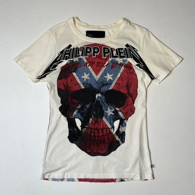 필립플레인 해골 그래픽 코튼 반팔 티셔츠 PN9643