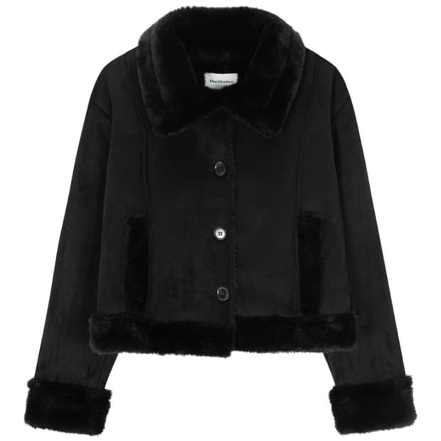 [품절] 벨리아르 버니 셔링 코트 무스탕 블랙