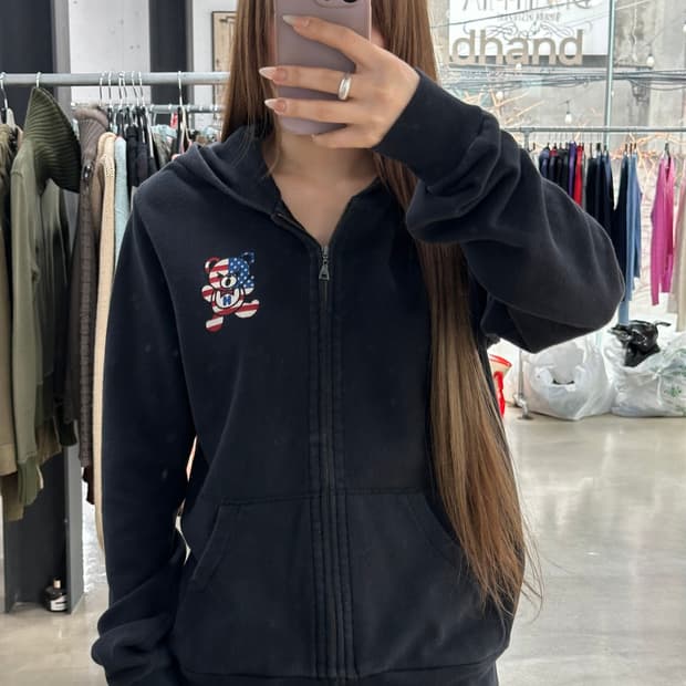 히스테릭글래머 스타성조기 퍽베어 후드집업