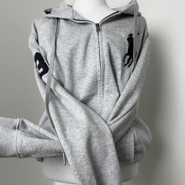 폴로 빅포니 그레이 후드집업