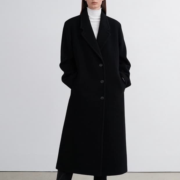 인사일런스 블랙 울 롱코트