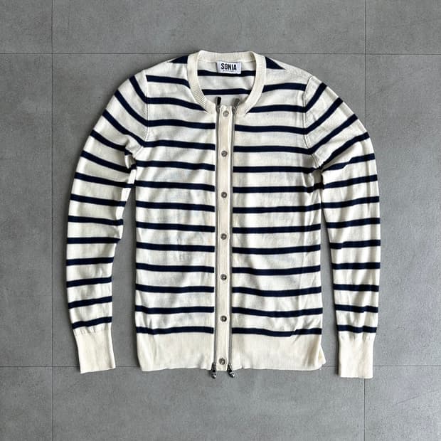 소니아 리키엘 스트라이프 투웨이 지퍼 가디건