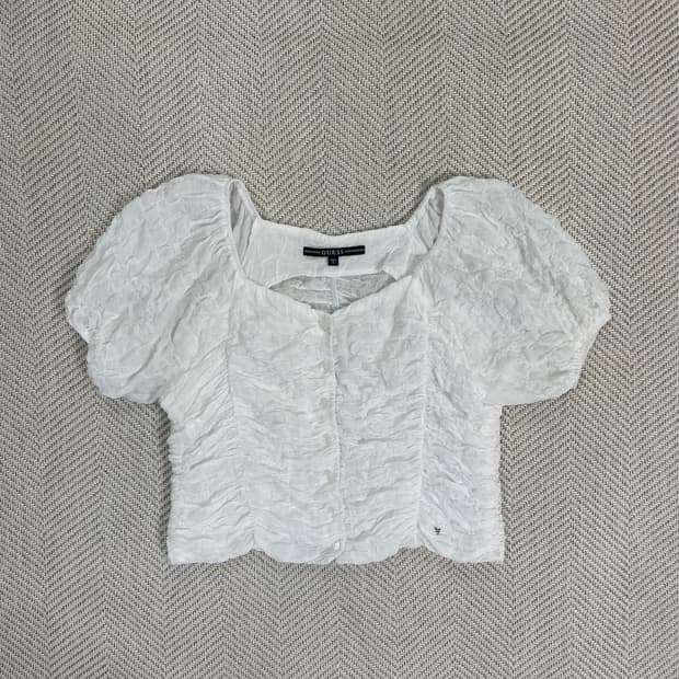GUESS 게스 화이트 크롭 블라우스 S