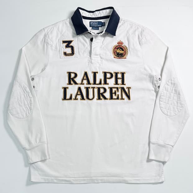 폴로 엠브로이드 화이트 럭비 셔츠