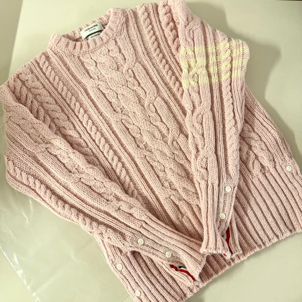 톰브라운 핑크 케이블 니트 베이비핑크 3size