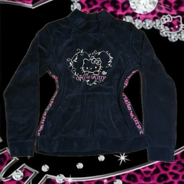헬로키티 다크네이비 갸루 벨벳 롱슬리브