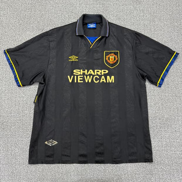 2XL 엄브로 맨체스터 유나이티드 축구팀 레트로 유니폼 반팔 티셔츠