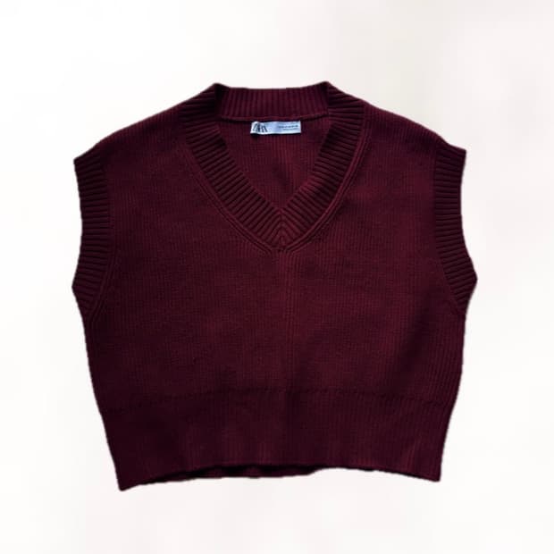 자라 버건디 니트 베스트