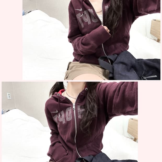 나이키 스우시 버건디 후드집업