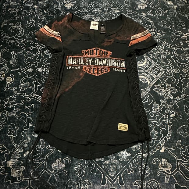 00s vintage lace up harley davidson t
