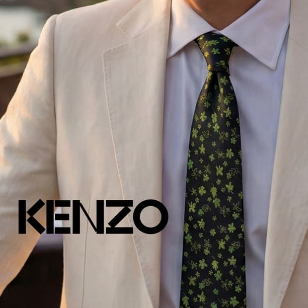 겐조 실크 블랙 플라워 자카드 넥타이 9.4cm A+등급 K1645
