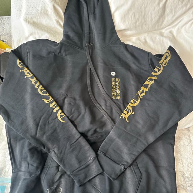 크롬하츠 / 버티컬 로고 후드 / 블랙 - 올리브 그린 / XL