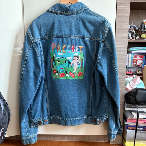 [L] 라스벳 데님 자수 자켓