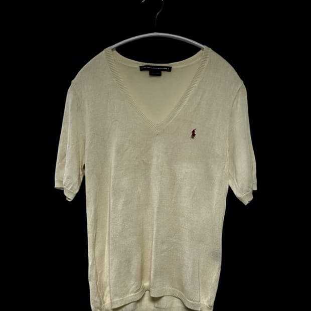 폴로 브이넥 반팔 니트