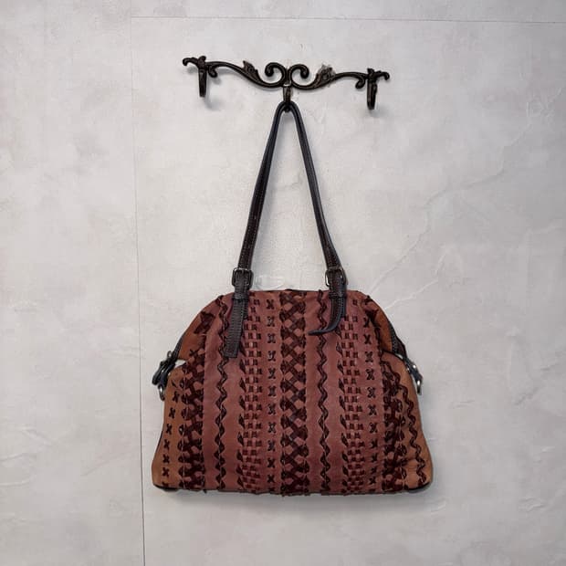 GABS pink brown stitch shoulder bag