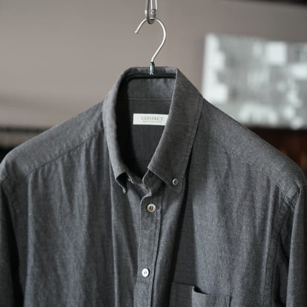 네스트로브 컨팩트/ 코튼울 버튼 다운 셔츠, 차콜, 3사이즈