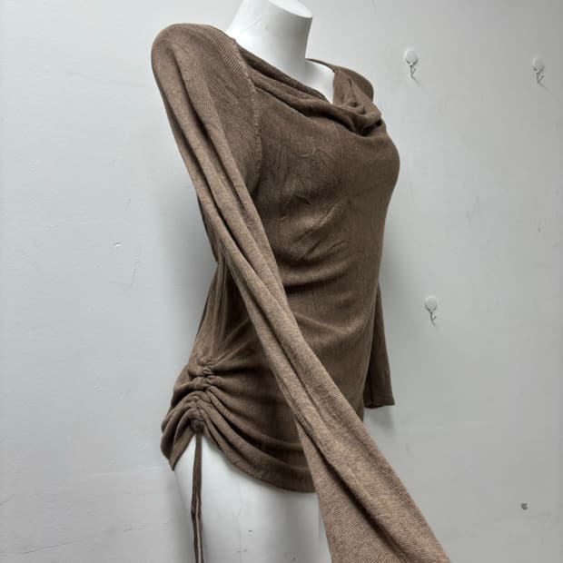 shirring Detail Draped Sleeve