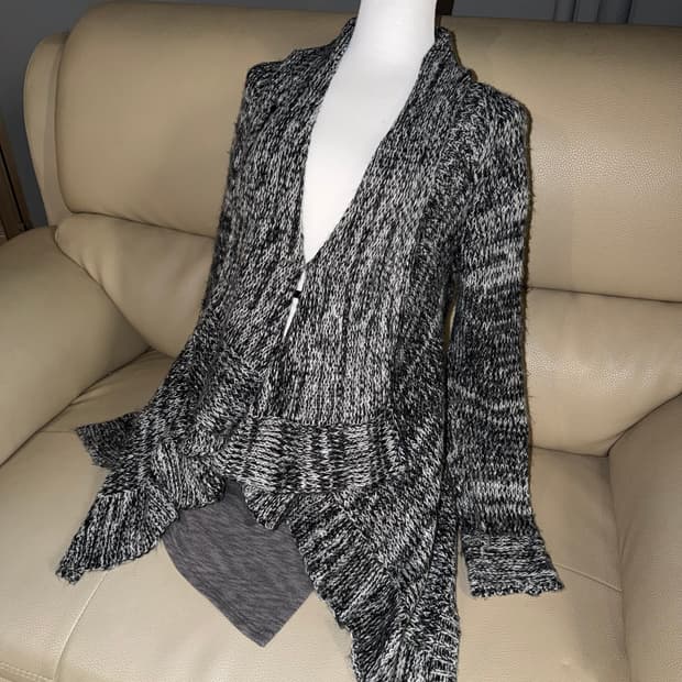 drape collar detail heather cardigan