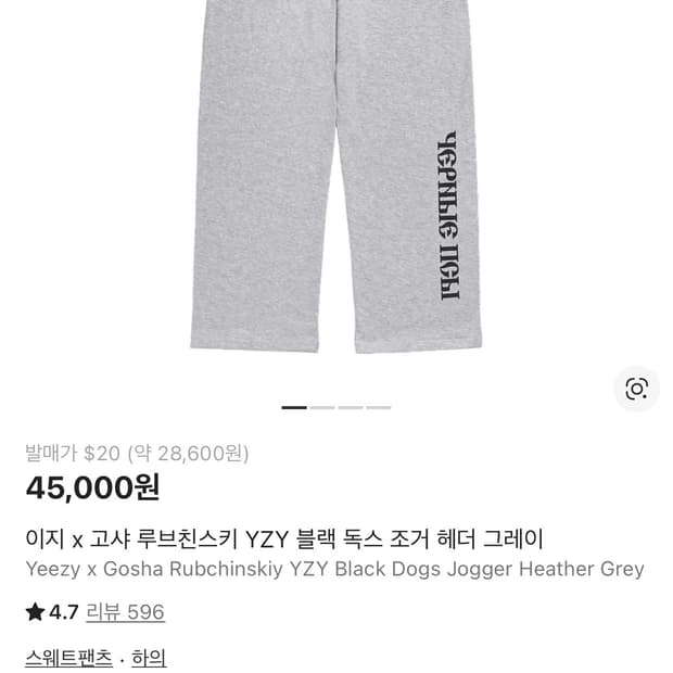 칸예 이지 yeezy 고샤 루브친스키 블랙독 팬츠 판매합니다