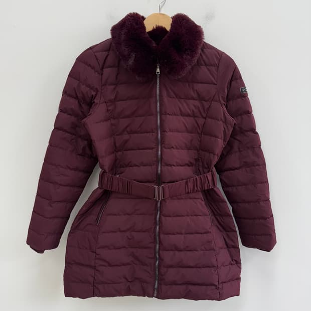 [90] 울시 여성 후드 퍼 벨티드 덕다운 패딩 점퍼 3713