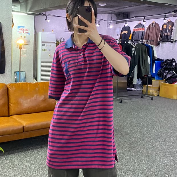 폴로 랄프로렌 빅포니 스트라이프 반팔 카라 티셔츠 B4907