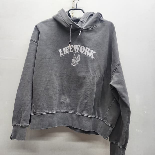 라이프워크 빅로고 프린팅 크롭 후드티 F(XL)