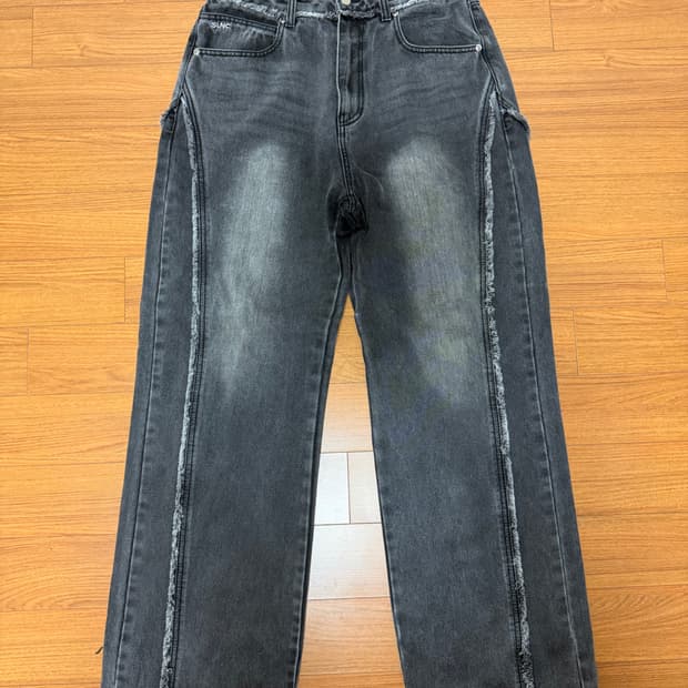 인사일런스 INSILENCE 흑청 데님 블랙 청바지 와이드팬츠